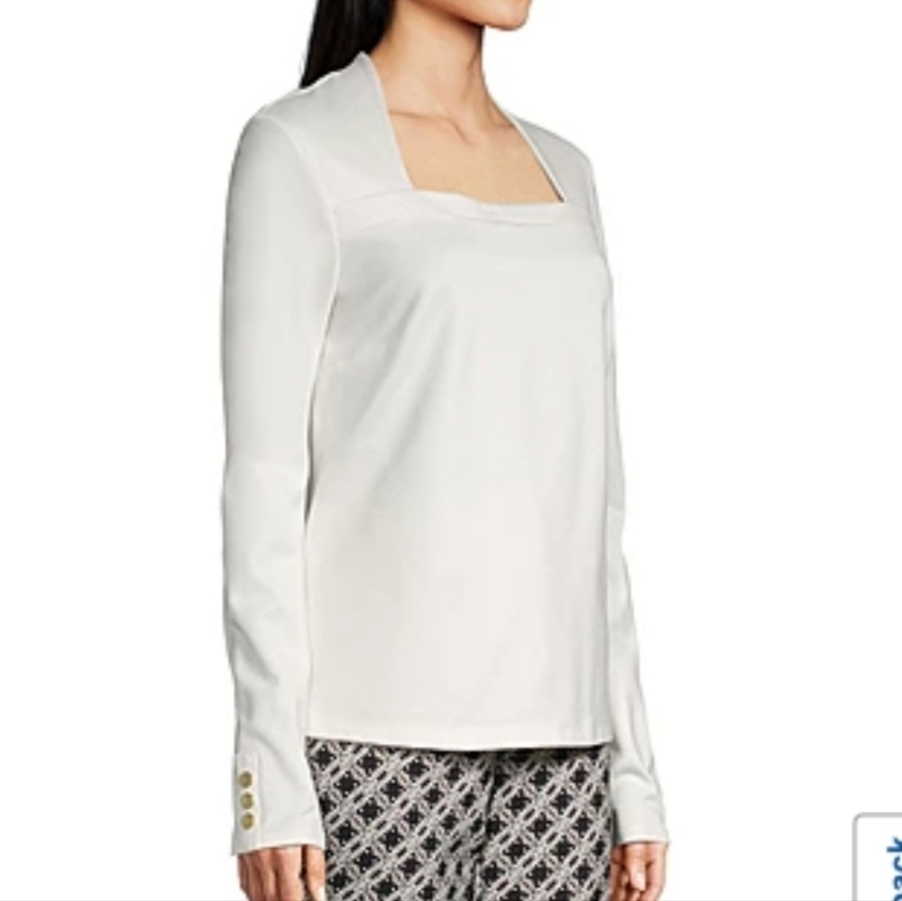 Liz Clairbone Ivory long Sleeves Square  neck top size XL NWT
